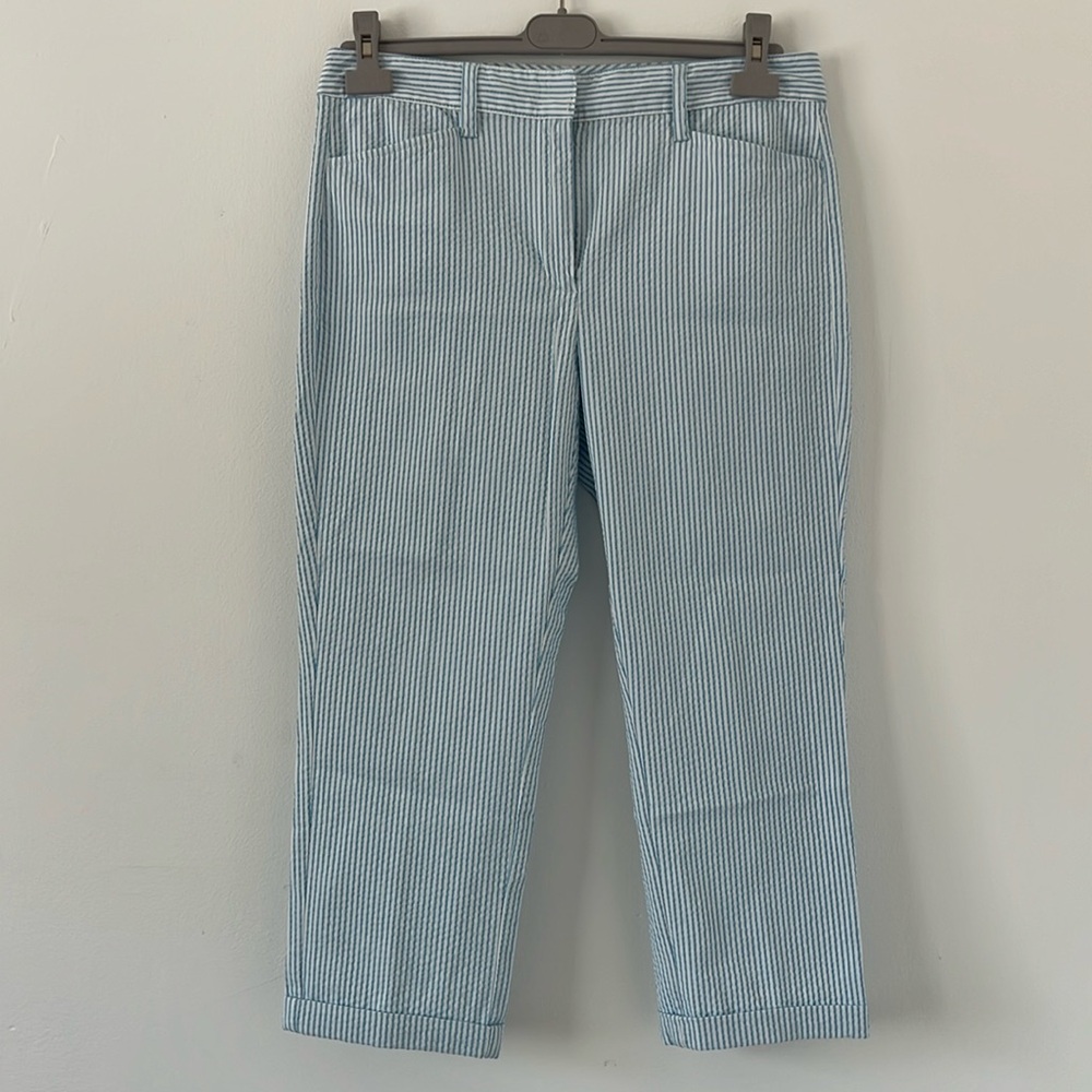 Lands’ End Mid Rise Slim Fit Pinstripe Chino Ankle Pants Size 10